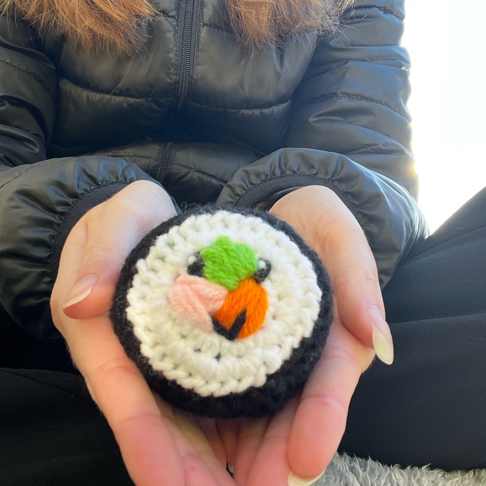 Hand Crocheted Happy Little Sushi Roll Plushie! - Picture 2 of 13